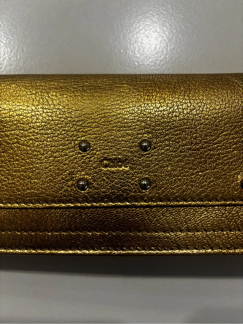 Chloé Metallic Gold Leather Wallet - Picture 6 of 8
